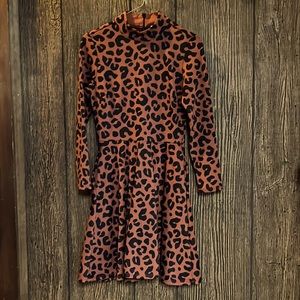Marine Layer Tyra Mock Neck Mini Dress Cheetah Extra Small